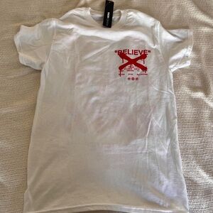 FashionNova “Believe” Graphic White Tee